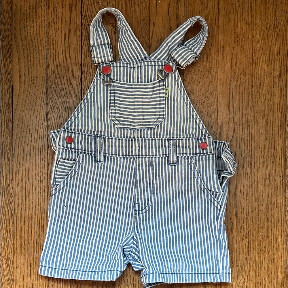 Mayoral Blue and White Striped Overalls